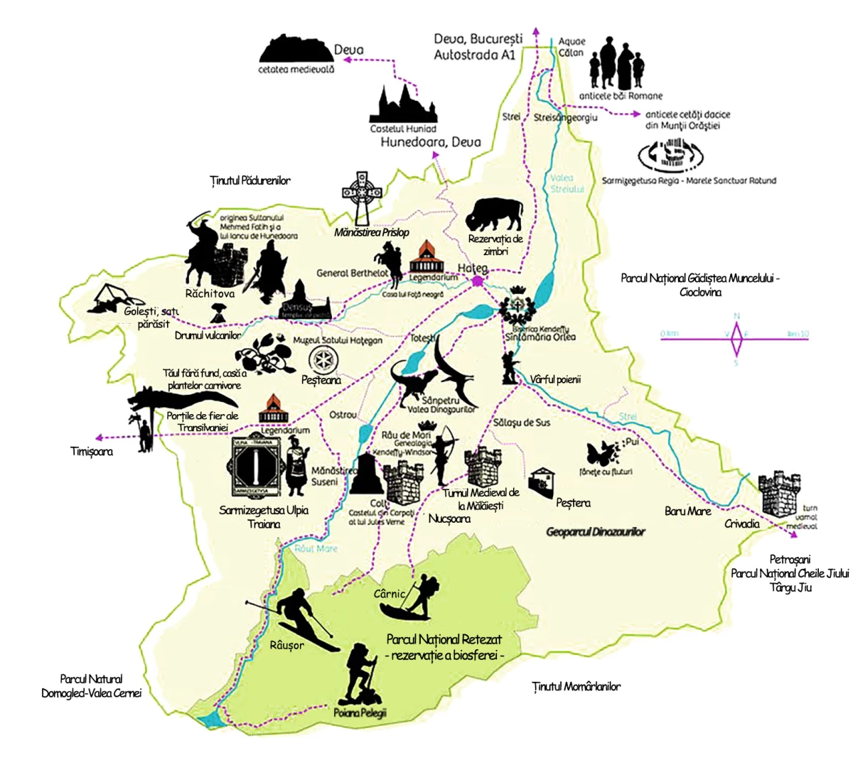 tara hategului touristic map