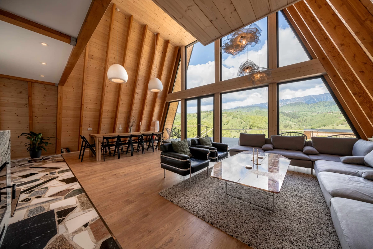 Amont Chalet. Crest A-Frame with fireplace, sauna and beautiful mountains view